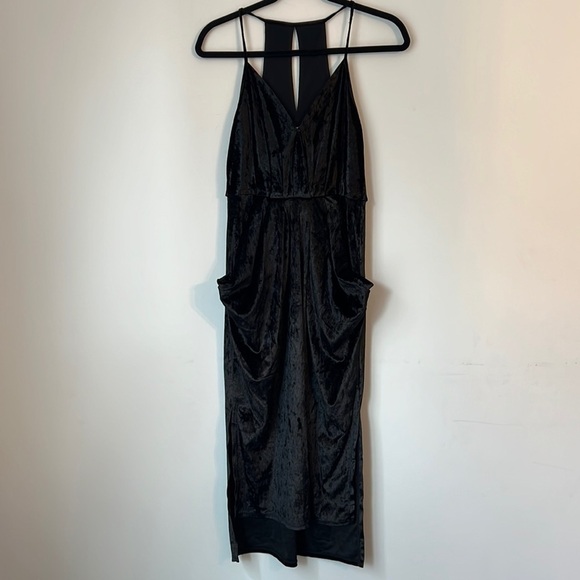 BCBG Velvet Faux-Wrap Side Slit Midi Dress Size S 🟨 - Picture 4 of 9